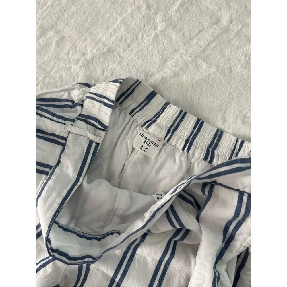 Abercrombie Kids Blue Stripe Culotte Pants Wide Leg Cropped Size 9/10
